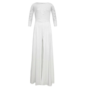 Elegant Women Party Jumpsuits Lace Appliques Patchwork Long Pant Rompers Female Autumn Wedding Prom Sexy Slim Overalls Jumpsuit